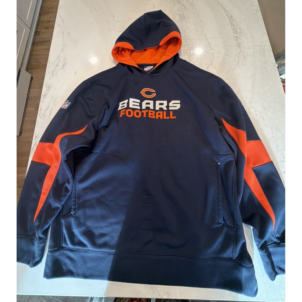 Reebok Chicago Bears NFL Sideline Hoodie Mens XL Blue Pullover Sweatshirt